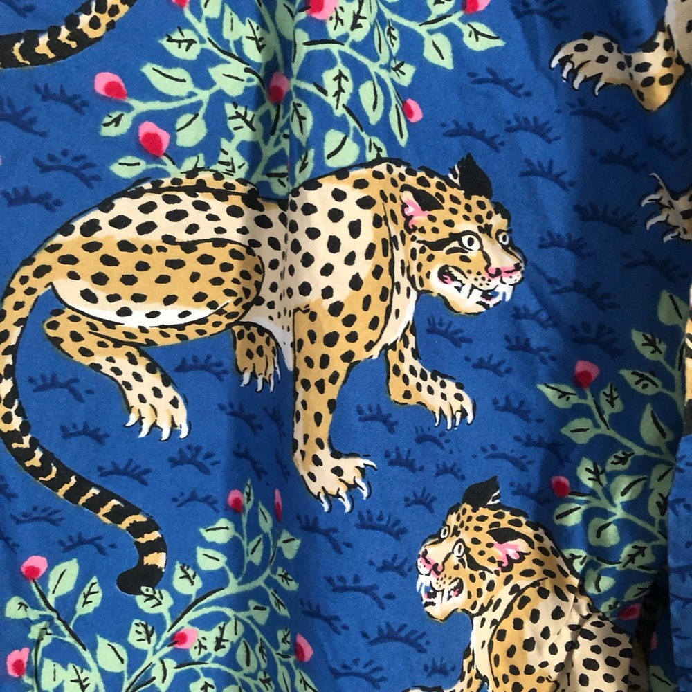 Printfresh Royal Blue Bagheera Leopard & Leaf Print Organic Cotton Pants - Picture 3 of 8
